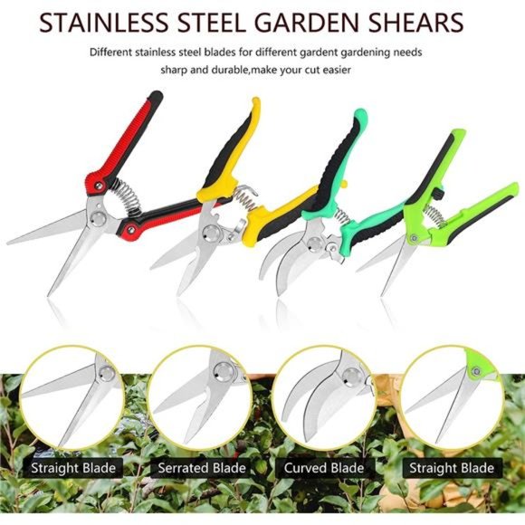 5 pack Garden Pruning Shears Stainless Steel Blades, Handheld Scissors Set - Picture 3 of 6